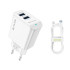 Bavin PC895Y 2.4A USB-A + kabl type-C beli punjač