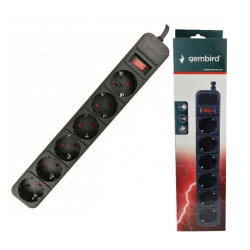 Gembird SPG6-B-15 6 utičnica (3x1.0mm) black produžni kabel sa zaštitom 4.5m