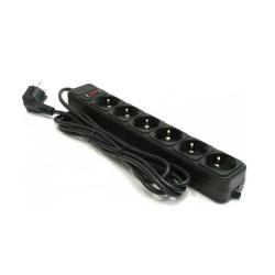 Gembird SPG6-B-6  6 uticnica(3x1.5mm, 16A,3500W) black produžni kabl sa zaštitom 1.8m