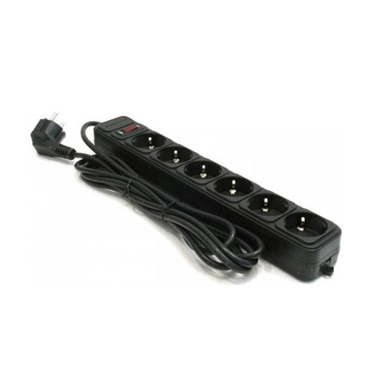 Gembird SPG6-B-6  6 uticnica(3x1.5mm, 16A,3500W) black produžni kabl sa zaštitom 1.8m