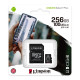 Kingston SDCS2/256GB MicroSD 256GB, Canvas Select Plus, Class 10 UHS-I U3 V30 A1, Read up to 100MB/s, Write up to 85MB/s, w/SD adapter