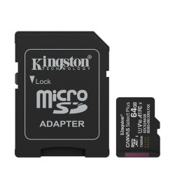 Kingston SDCS3/64GB MicroSD 64GB, Canvas Select Plus, Class 10 UHS-I U1 V10 A1, Read up to 100MB/s, w/SD adapter