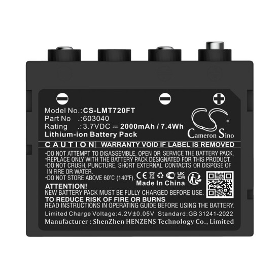 Cameron Sino CS-LMT720FT 3.7V 2000mAh Li-ion punjiva baterija za baterijske lampe Ledlenser H7 SE, H7R, HR7.2