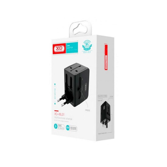 XO WL01 EU,UK,USA 6A AC univerzalni traveler punjač crni