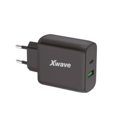 Xwave GaN65w-AC GaN 65W USB-A + USB-C, ultra-brzi punjač za mobilne, tablete, crni